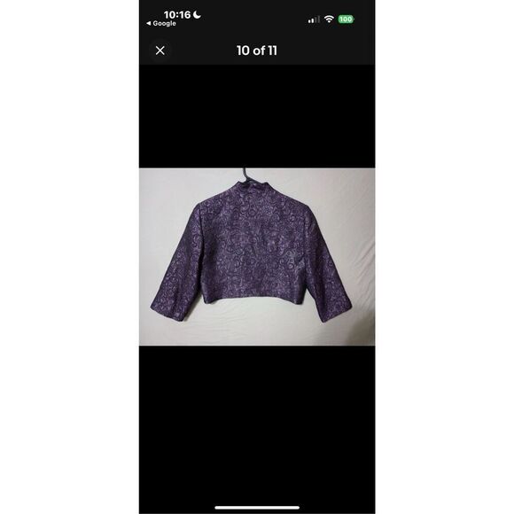 R&M Richards 6 Dress & Jacket 2-PC Set Plum Purple Jacquard Swirl Wedding Guest - Picture 5 of 15